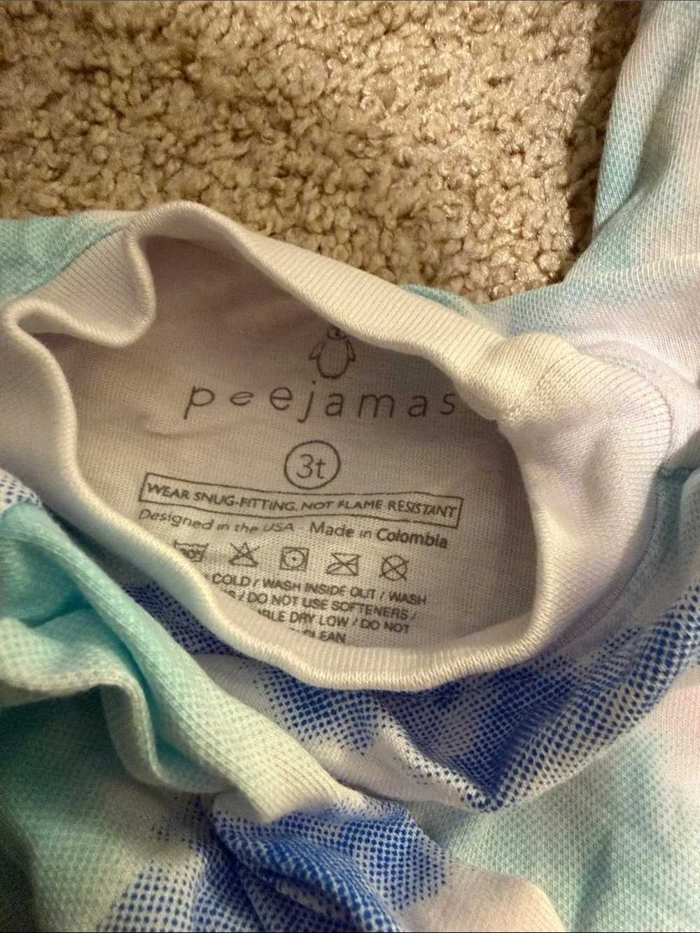 Peejamas- potty-training kids Tie-Dye Pajama Set in Pastel Blue & Pink
